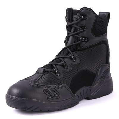รองเท้าบูทกองทัพสีดำยุทธวิธีระบายอากาศได้สบาย